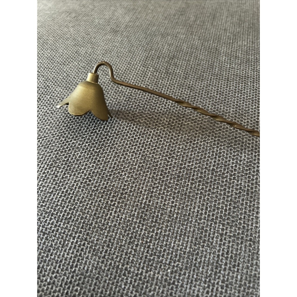 Vintage Brass Candle Snuffer Twisted Handle Ruffled Bell Extinguisher Whimsical